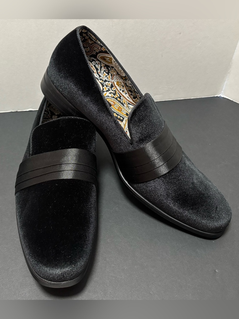 After Midnight Black Velvet Red Bottom Smoker Loafers 9.5